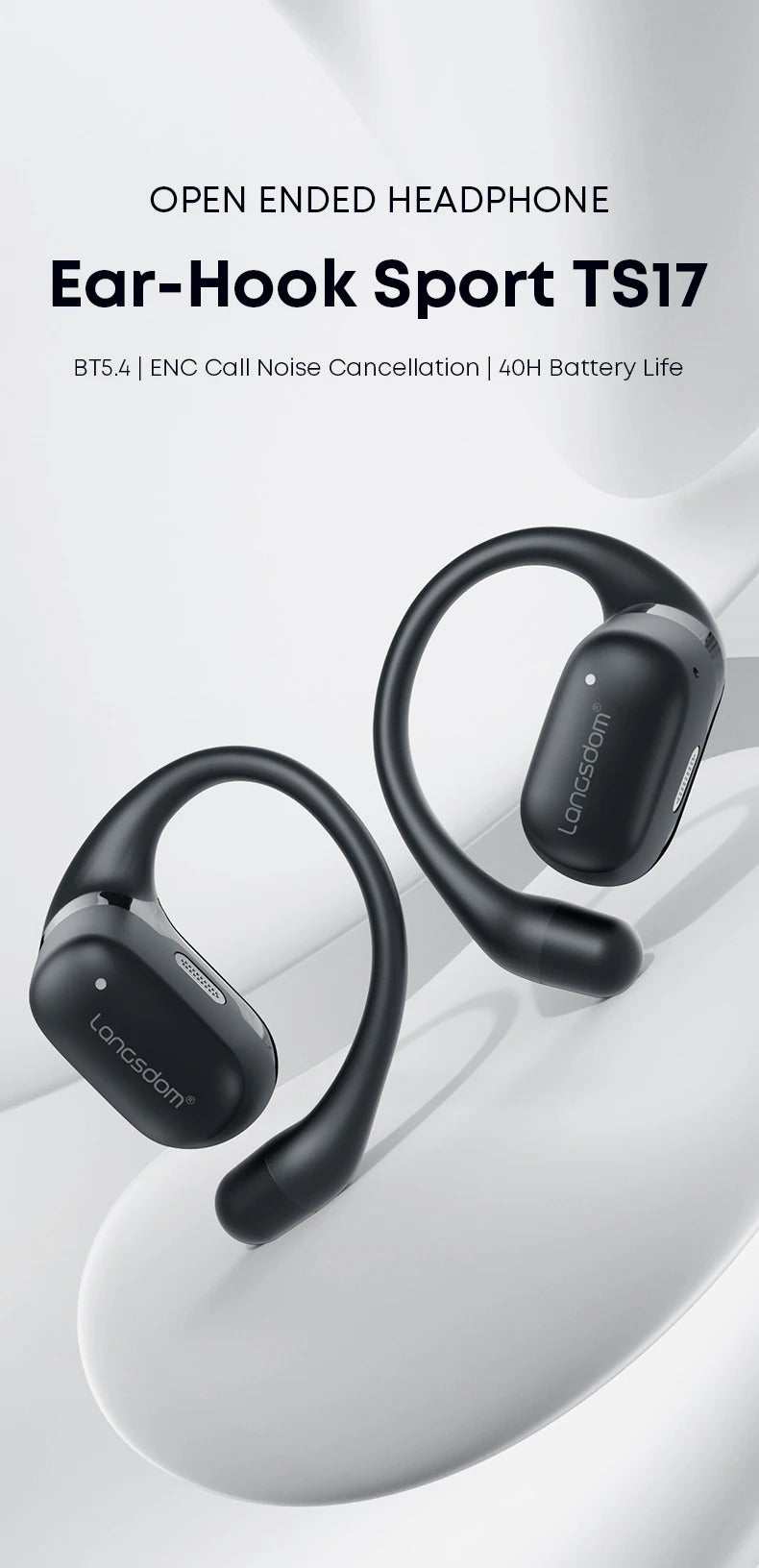 Audífonos Langsdom TS17 Bluetooth Deportivos Gancho y ENC