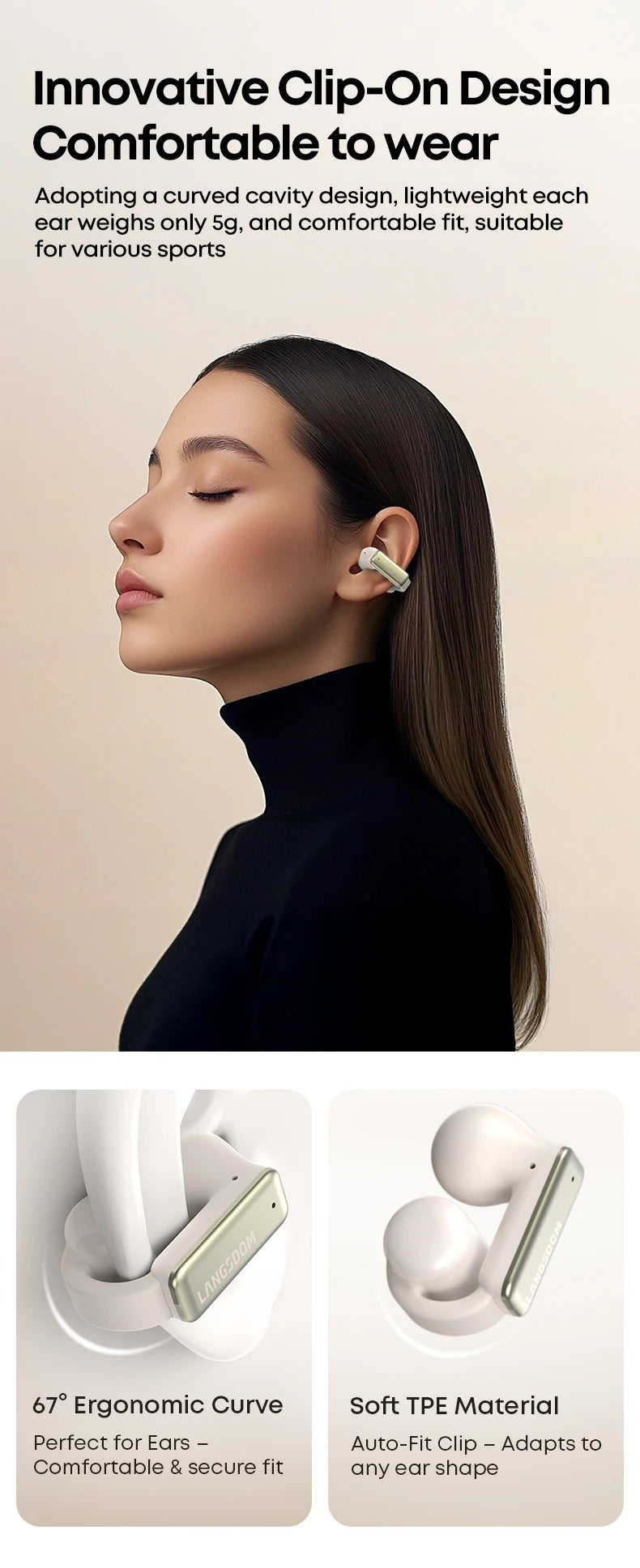 Audifonos Deportivos Inalámbricos IPX5 26h Langsdom TS28