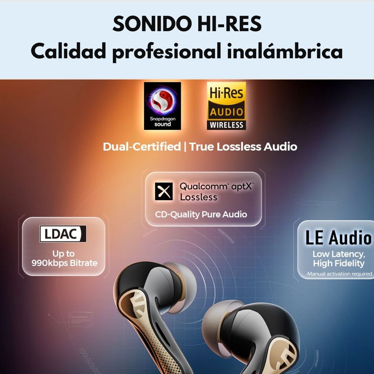 Audífonos Bluetooth ANC HiRes SoundPEATS Air5 Pro Plus