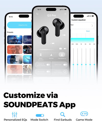 Audífonos Bluetooth 6.0 TWS ANC SoundPEATS Q3 Pro