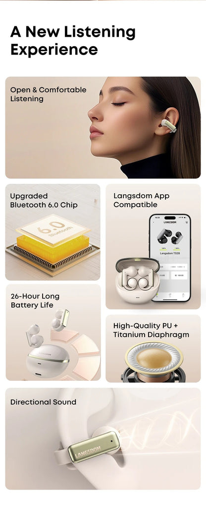 Audifonos Deportivos Inalámbricos IPX5 26h Langsdom TS28