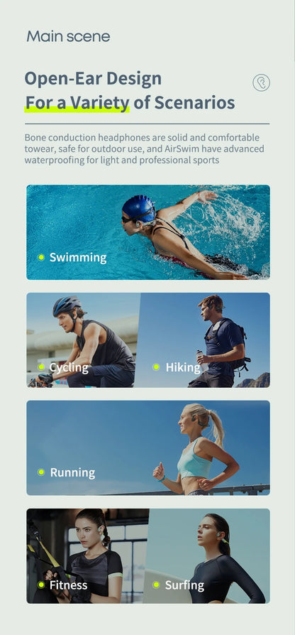 Audífonos Deportivos IPX8 Conducción Ósea Langsdom AirSwim