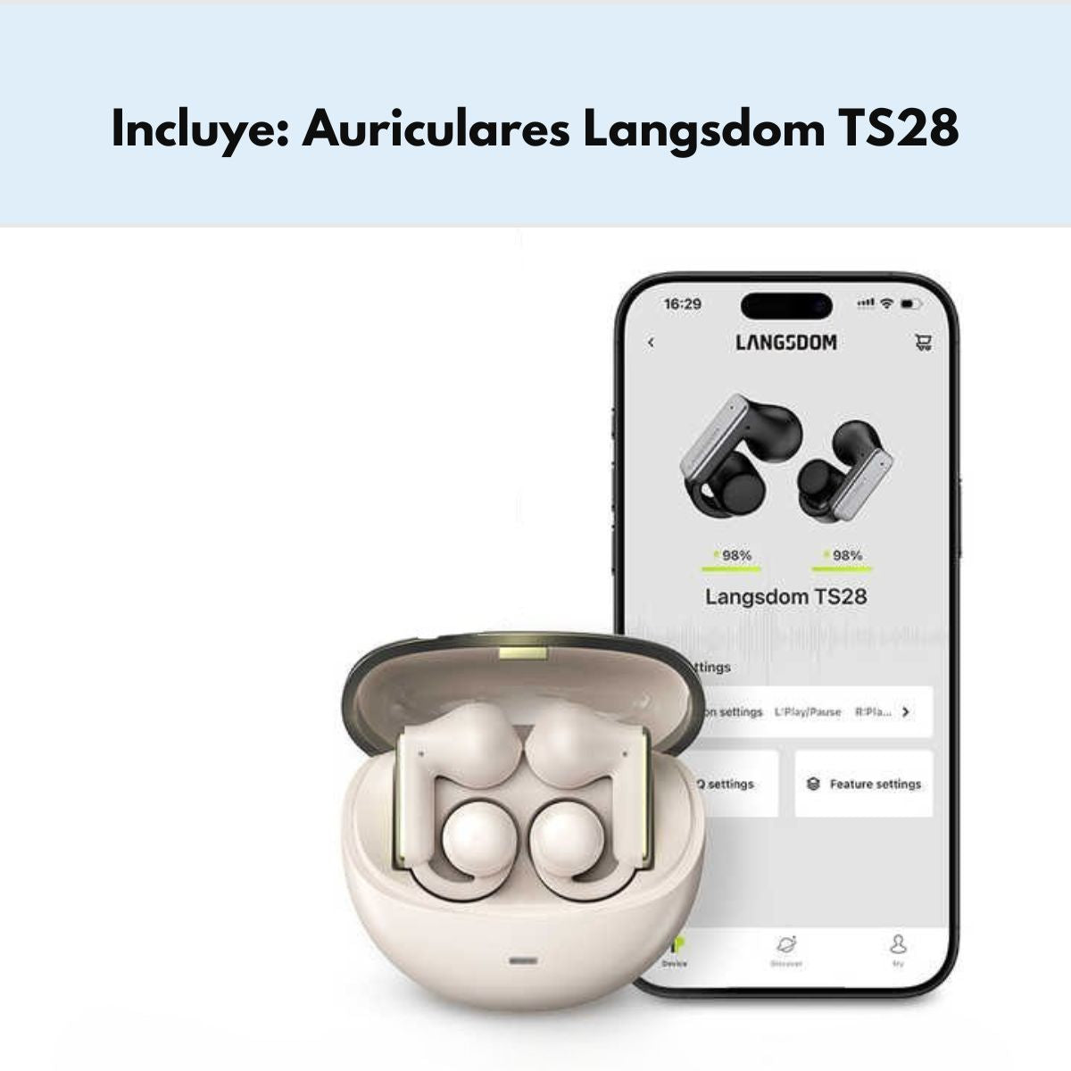 Audifonos Deportivos Inalámbricos IPX5 26h Langsdom TS28