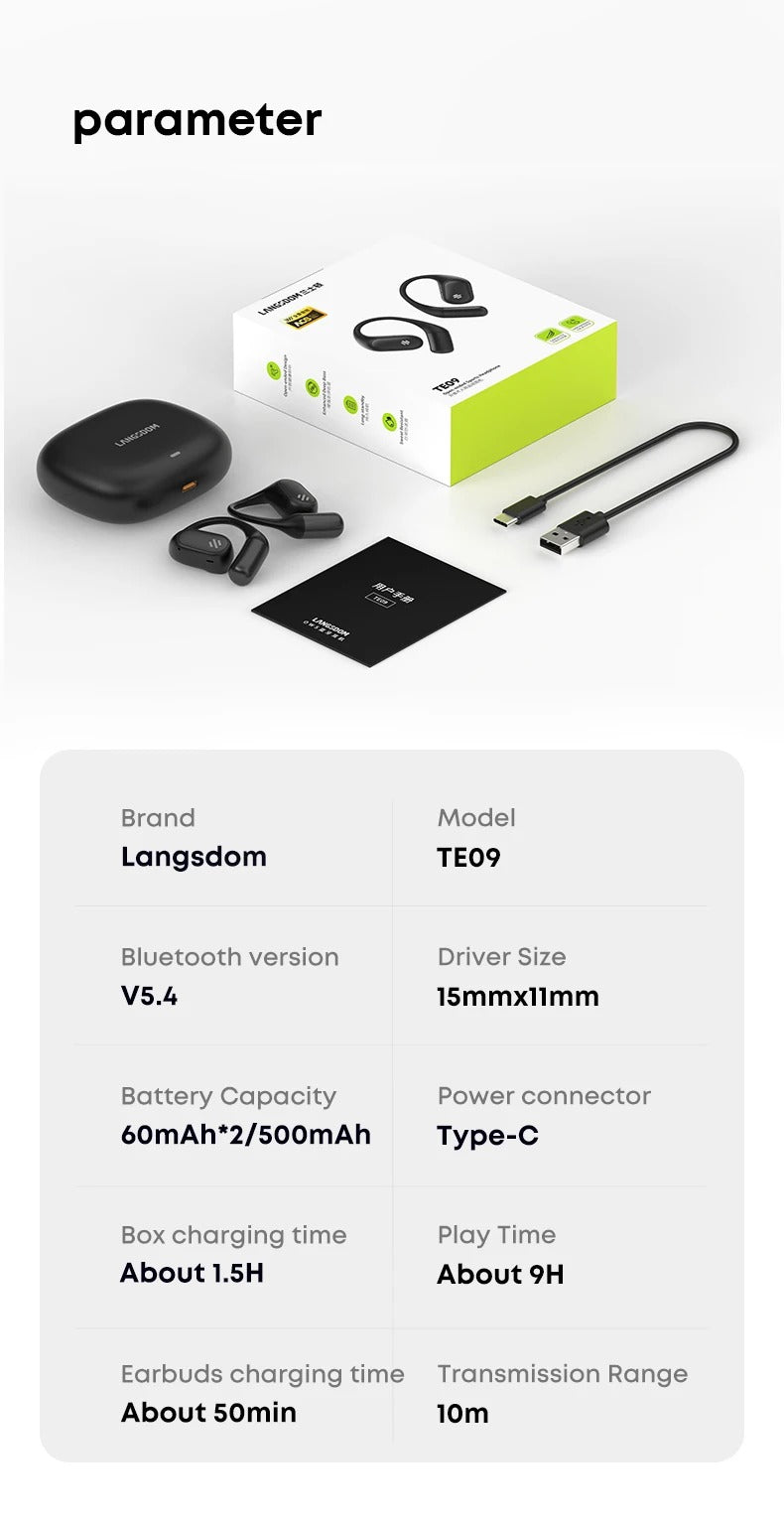 Audifonos Deportivos Bluetooth IPX5 HiFi 36h Langsdom TE09