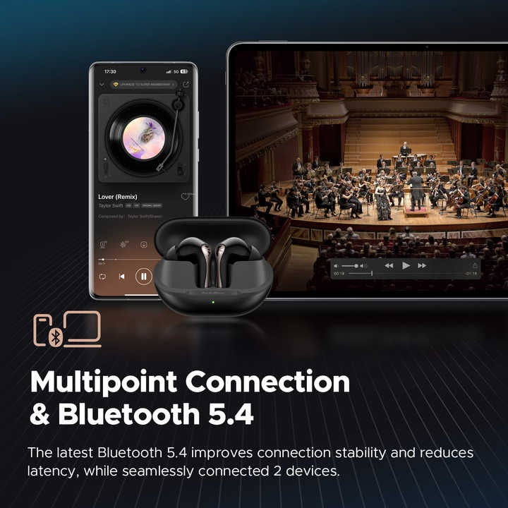 Audifonos Bluetooth ANC HiRes 26hr IPX5 SoundPEATS Air5 Pro