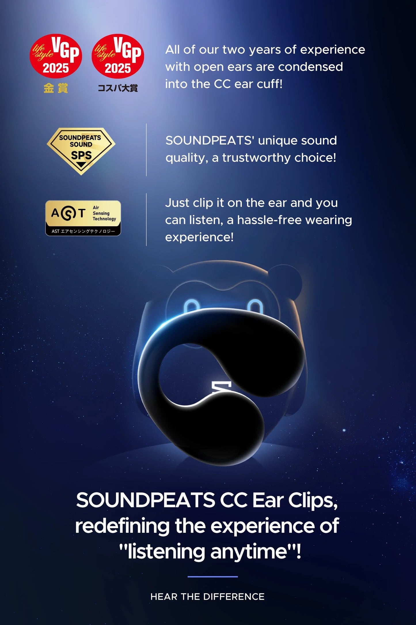 Audifonos Inalambrico ENC IPX5 SoundPeats PearlClip Pro