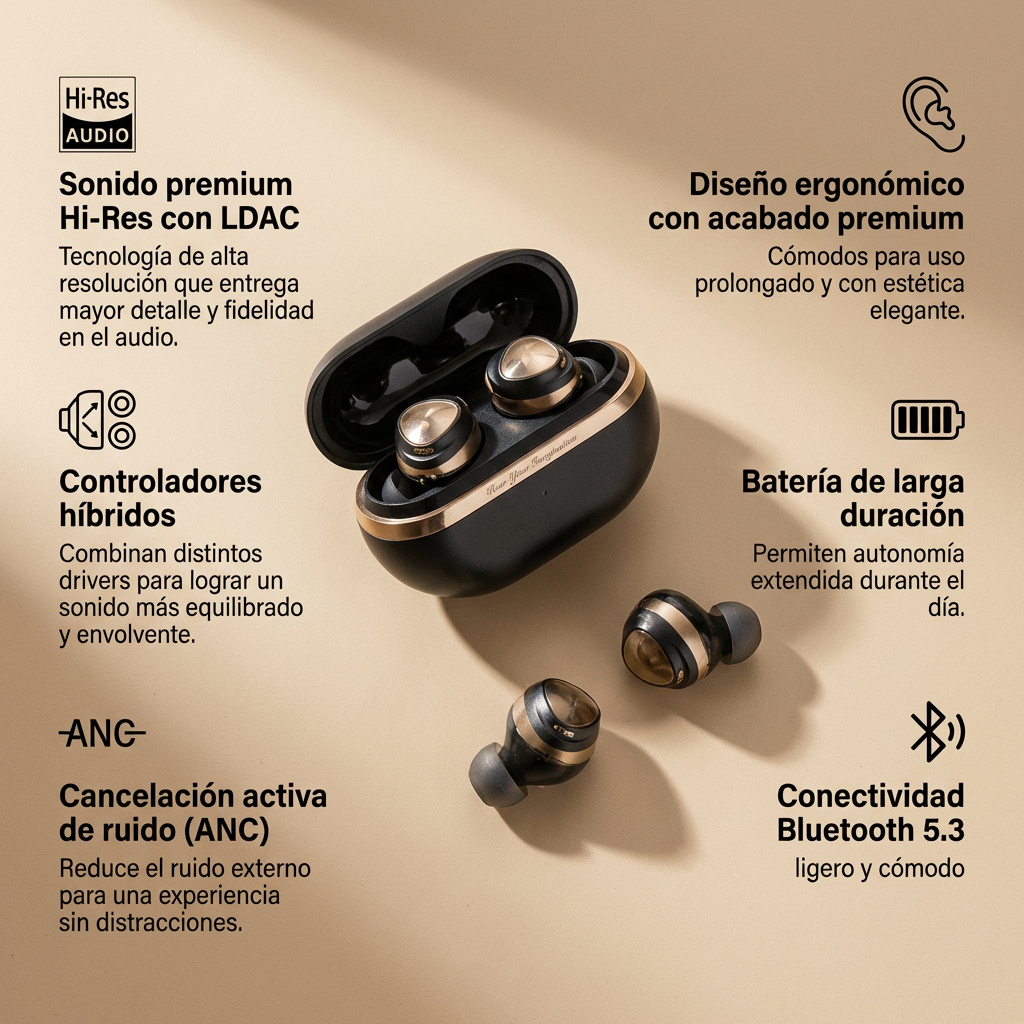 Auriculares Hi-Res Bluetooth 5.3 ANC IPX SoundPeats Opera 05