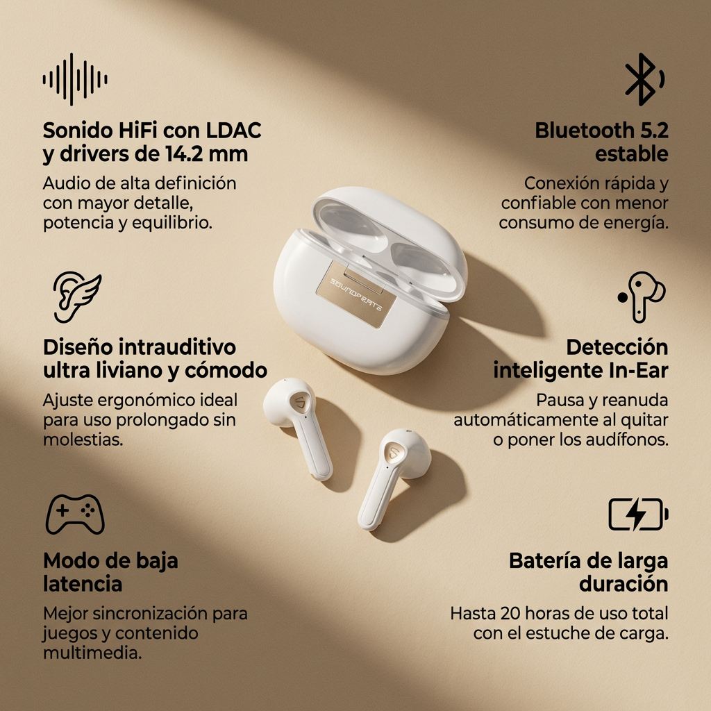 Audífonos SoundPEATS Air3 Deluxe HS HiFi LDAC Bluetooth 5.2