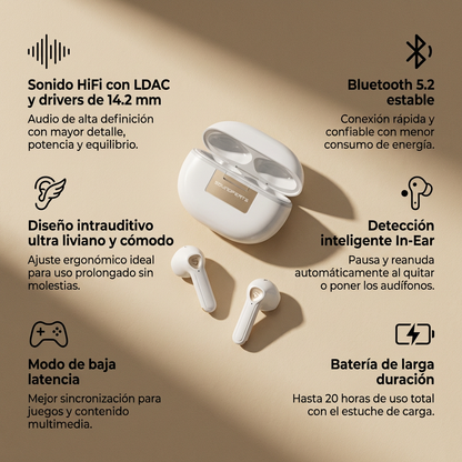 Audífonos SoundPEATS Air3 Deluxe HS HiFi LDAC Bluetooth 5.2