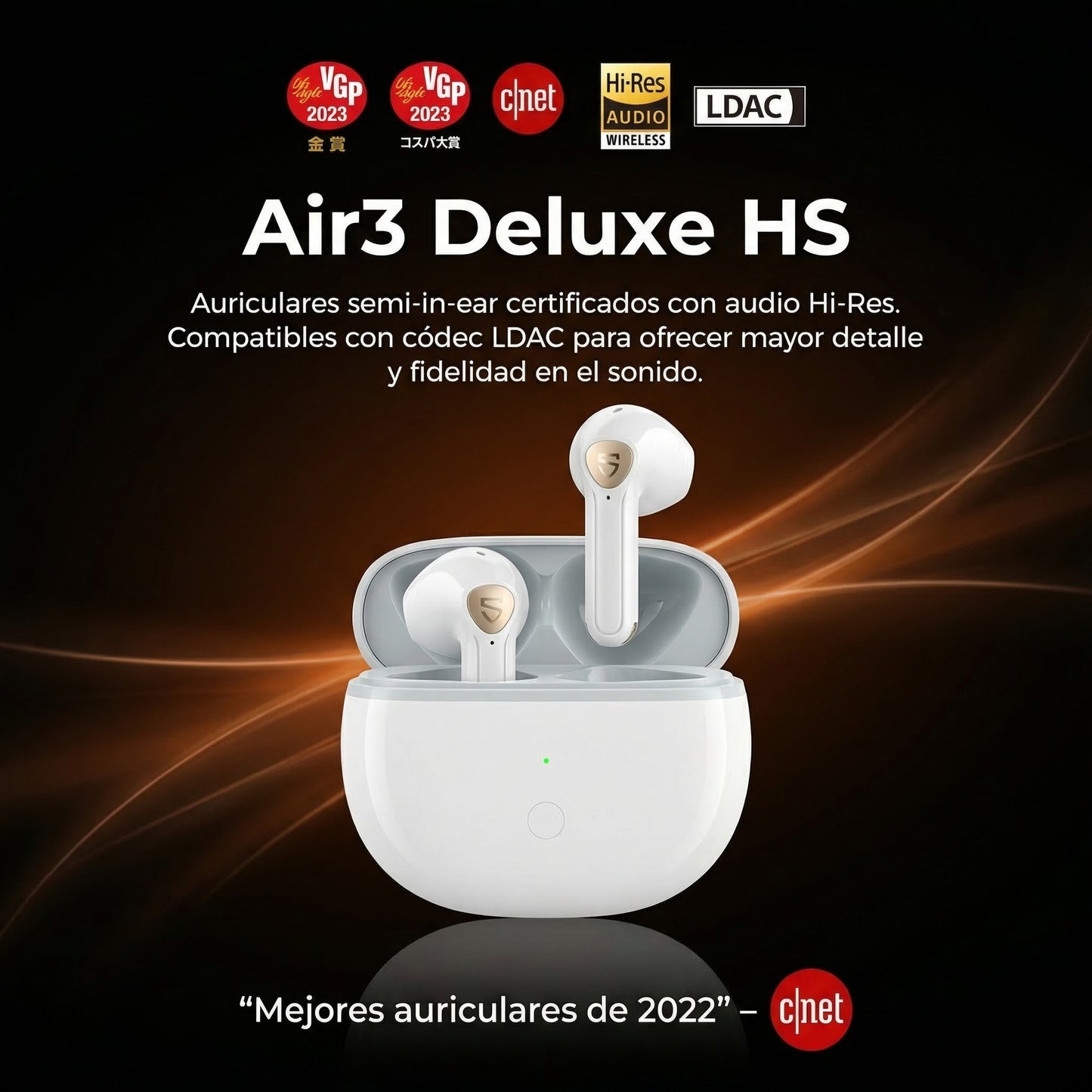 Audífonos SoundPEATS Air3 Deluxe HS HiFi LDAC Bluetooth 5.2